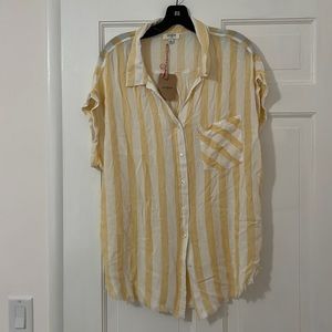Yellow white striped umgee top large